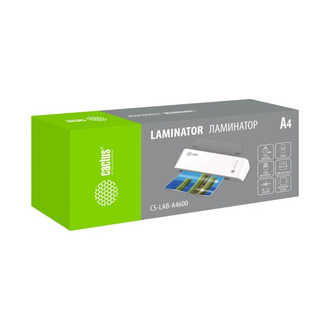 Ламинатор Cactus CS-LAB-A4600 белый A4 (80-150мкм) 60см/мин (2вал.) хол.лам. лам.фото реверс