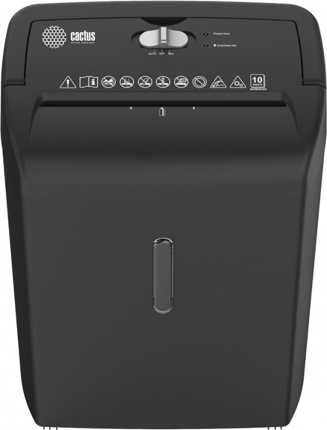 Шредер Cactus CS-SH-10-21-5X18 черный (секр.P-4) перекрестный 10лист. 21лтр. скрепки скобы пл.карты