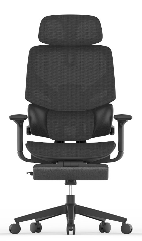 Кресло Cactus CS-CHR-MC01-BK черный сет./эко.кожа с подголов. крестов. пластик подст.для ног