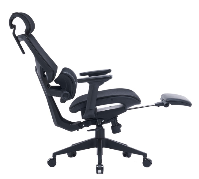 Кресло Cactus CS-CHR-MC01-BK черный сет./эко.кожа с подголов. крестов. пластик подст.для ног