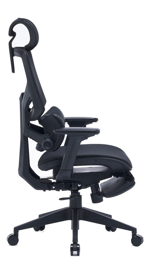 Кресло Cactus CS-CHR-MC01-BK черный сет./эко.кожа с подголов. крестов. пластик подст.для ног