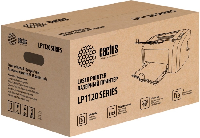Принтер лазерный Cactus CS-LP1120W A4 белый (в комплекте: картридж + кабель USB A(m) - USB B(m))
