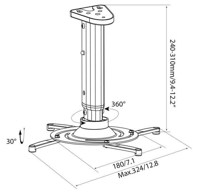 Кронштейн для проектора Cactus CS-VM-PR05M-BK черный макс.10кг потолочный поворот и наклон Кронштейн для проектора Cactus CS-VM-PR05M-BK черный макс.10кг потолочный поворот и наклон