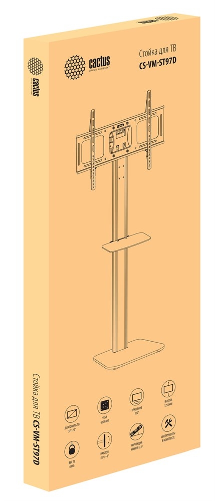 Стойка для телевизора Cactus CS-VM-ST97-D черный 37"-70" макс.68кг напольный Стойка для телевизора Cactus CS-VM-ST97-D черный 37"-70" макс.68кг напольный