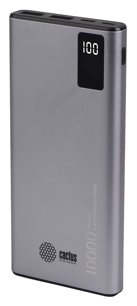 Мобильный аккумулятор Cactus CS-PBFSLT-10000 10000mAh 3A серый